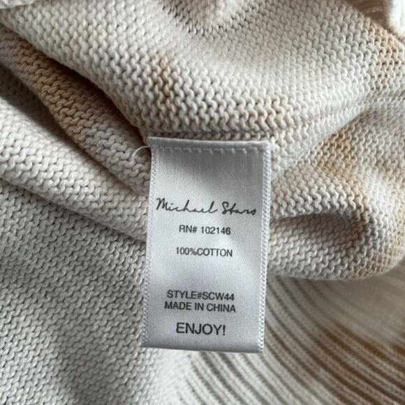 MICHAEL STARS Rylie Tie Dye Cardigan Medium Relaxed Neutral Beige Preppy Coastal - Picture 10 of 12